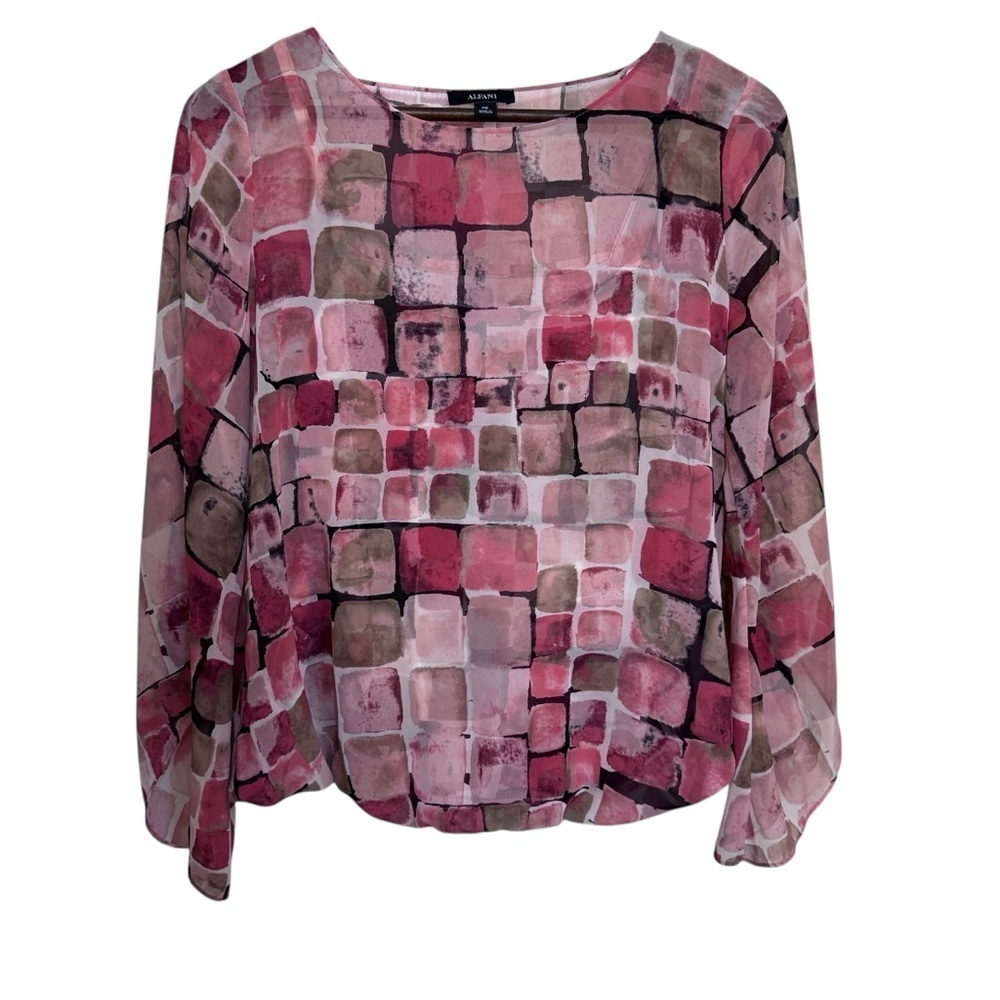 Alfani Women's Pink Mosaic Blouse